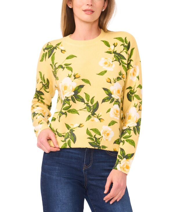 【送料無料】 セセ レディース ニット・セーター アウター Women's Brushed Floral Long-Sleeve Sweater Misted Yellow｜ReVida 店