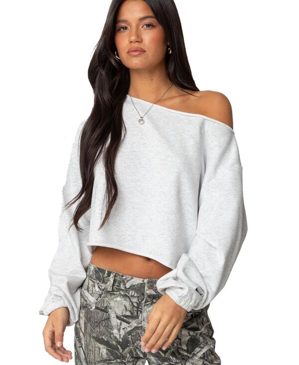 【送料無料】 アディクテッド レディース パーカー・スウェット アウター Women's Aveline Off Shoulder Light Sweatshirt Gray-melange｜ReVida 店