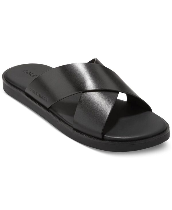 【送料無料】 コールハーン メンズ スリッポン・ローファー シューズ Men's Nantucket Cross Strap Slip-On Slide Sandals Black/black