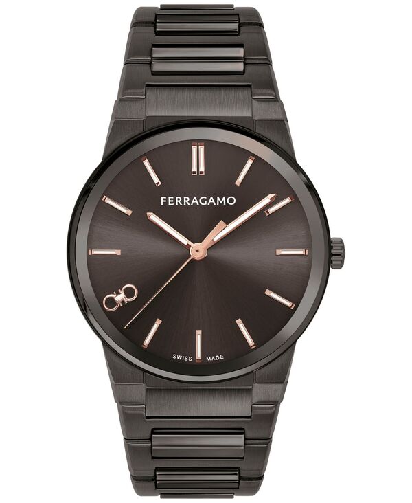 【送料無料】 フェラガモ メンズ 腕時計 アクセサリー Salvatore Men's Swiss Gunmetal Ion Plated Bracelet Watch 41mm Gun