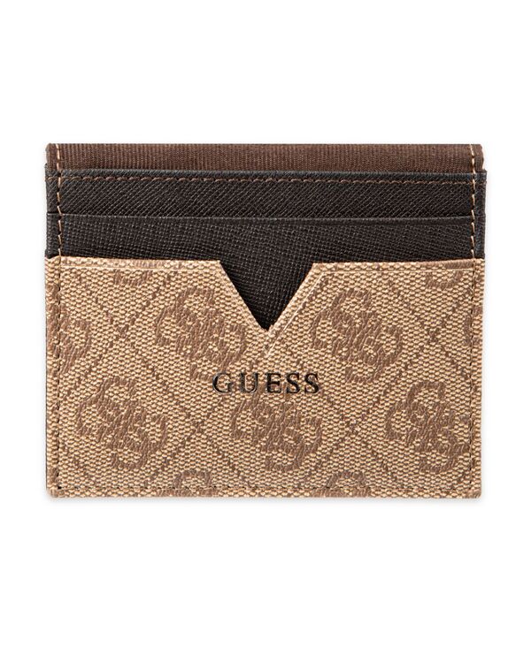 【送料無料】 ゲス メンズ 財布 アクセサリー Men's RFID Quatro G Reversible Magnetic Card Case Wallet Brown