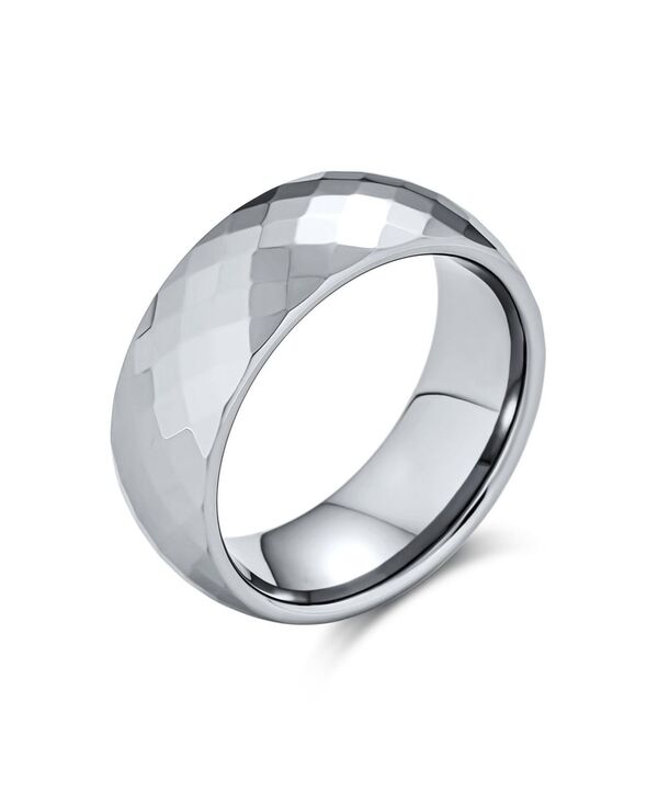 【送料無料】 ブリング レディース リング アクセサリー Multi Faceted Prism Cut Titanium Band Rings Tone Comfort Fit Silver tone 8mm|ReVida 店