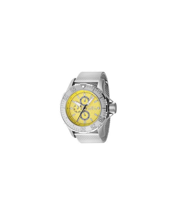 【送料無料】 インビクタ メンズ 腕時計 アクセサリー Men's 48014 Vintage Quartz Chronograph Yellow Dial Watch Silver