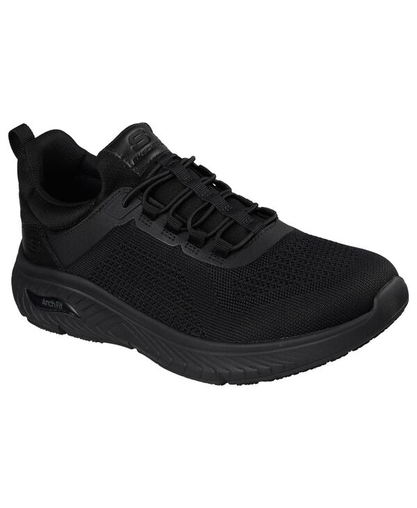 【送料無料】 スケッチャーズ メンズ スニーカー シューズ Men's Work Slip Resistant: Arch Fit Crosser - Rowynn Casual Work Sneakers from Finish Line Black｜ReVida 店