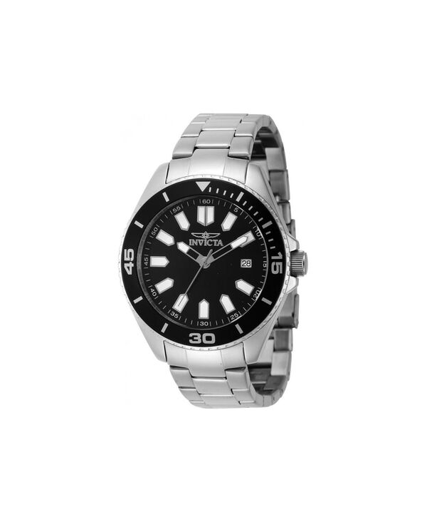 【送料無料】 インビクタ メンズ 腕時計 アクセサリー Men's 46316 Pro Diver Quartz 3 Hand Black Dial Watch Silver
