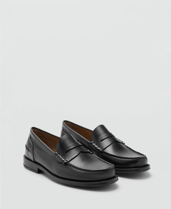 【送料無料】 マンゴ メンズ スリッポン・ローファー シューズ Men's Aged-Leather Loafers Black