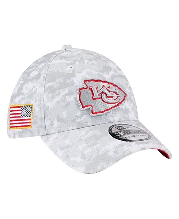 【送料無料】 ニューエラ メンズ 帽子 アクセサリー Men's White Kansas City Chiefs 2025 Salute to Service Digital Camo Fan Pack 39THIRTY Flex Hat White