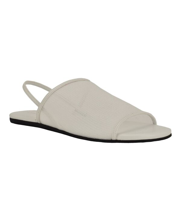 【送料無料】 カルバンクライン レディース スリッポン・ローファー シューズ Women's Gaven Mesh Flat Slip-On Slingback Sandals White