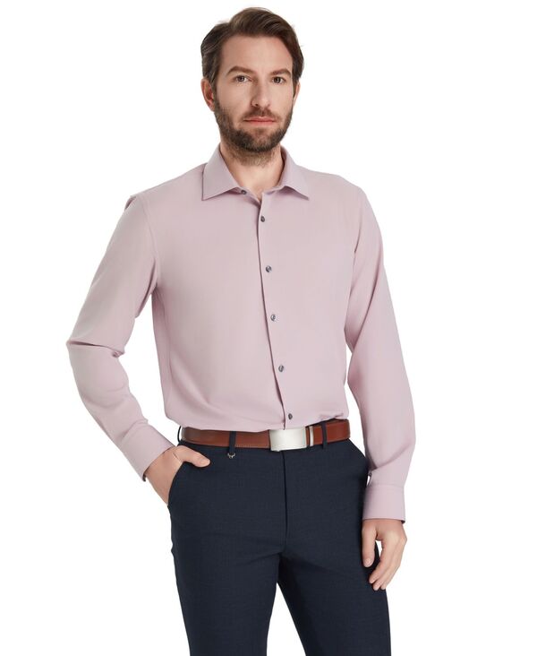 【送料無料】 アルファニ メンズ シャツ トップス Men's Slim-Fit Performance Solid Dress Shirt Light Pink