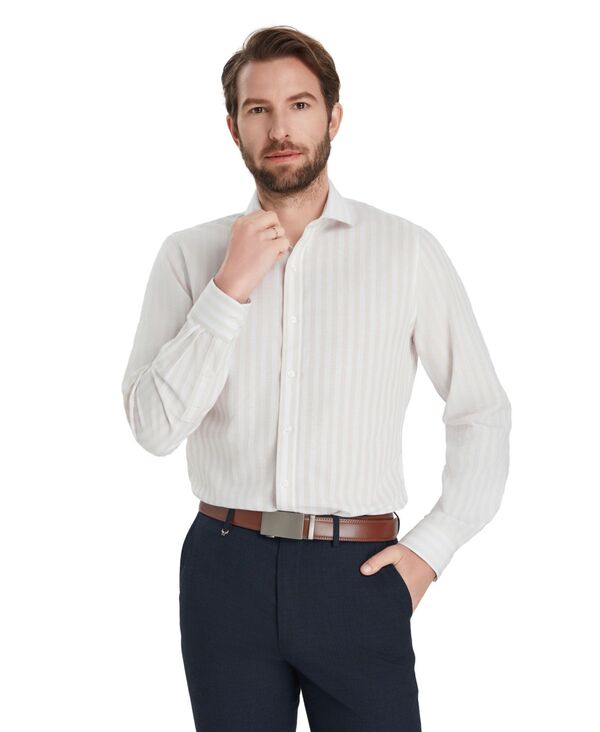 【送料無料】 バースリー メンズ シャツ トップス Men's Slim-Fit Joseph Stripe Dress Shirt Tan｜ReVida 店
