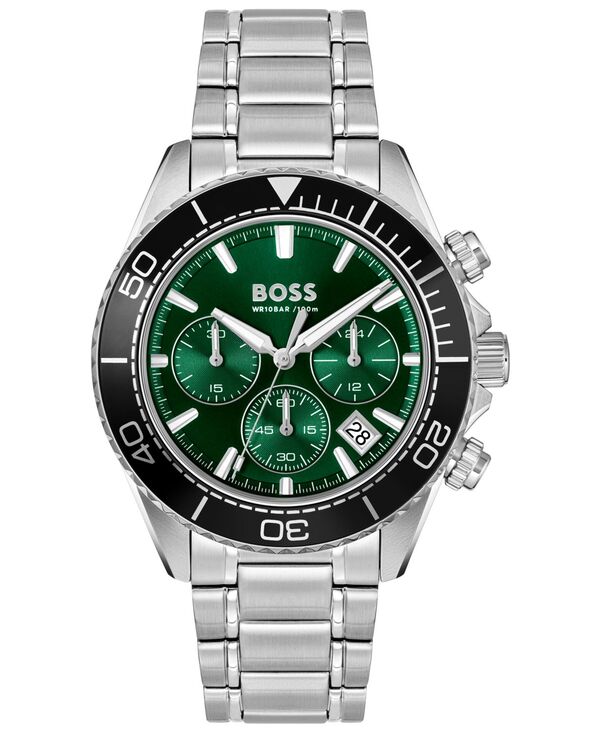 【貨物輸送無料】 ヒューゴボス メンズ ウオッチ 付属品 Men\u0027s Sealiner Quartz Chrono Stainless Steel Watch 44粍 Silver
