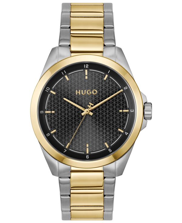 【貨物輸送無料】 ヒューゴボス メンズ ウオッチ 添え物 Men\u0027s Seam Quartz Stainless Steel Ionic Plated Thin Gold Steel Watch 42.5粍 Two-tone