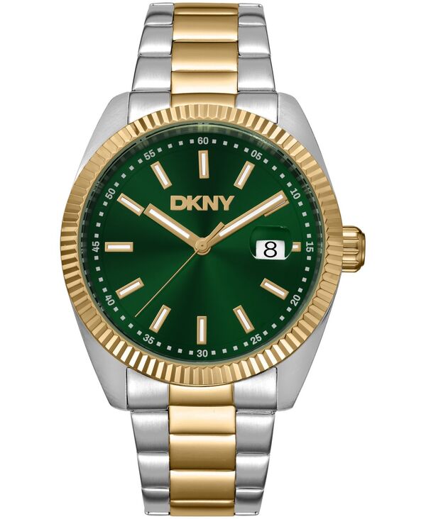 【送料無料】 ダナ キャラン ニューヨーク メンズ 腕時計 アクセサリー Men's Date Green Dial Two-Tone Stainless Steel Bracelet Watch 40mm Dark Green