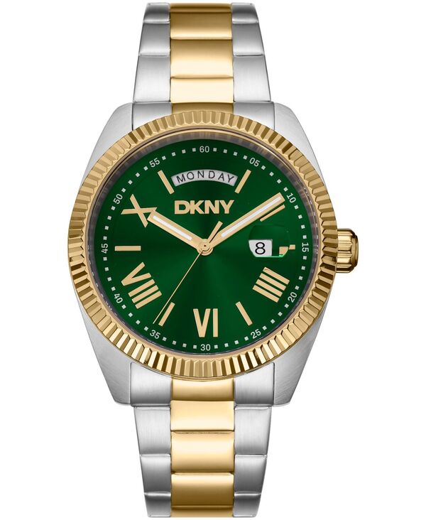 【送料無料】 ダナ キャラン ニューヨーク メンズ 腕時計 アクセサリー Men's Day Date Green Dial Two-Tone Gold Stainless Steel Bracelet Watch 41mm Dark Green 31,070円
