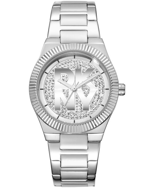 【送料無料】 ダナ キャラン ニューヨーク レディース 腕時計 アクセサリー Women's Jewel-Encrusted Dial Stainless Steel Bracelet Watch 33mm Silver｜ReVida 店