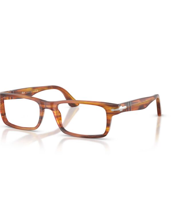 【貨物輸送無料】 ペルソル メンズ サングラス・アイウェア 付属物 Men\u0027s Rectangle Eyeglasses PO3050V Striped Brown