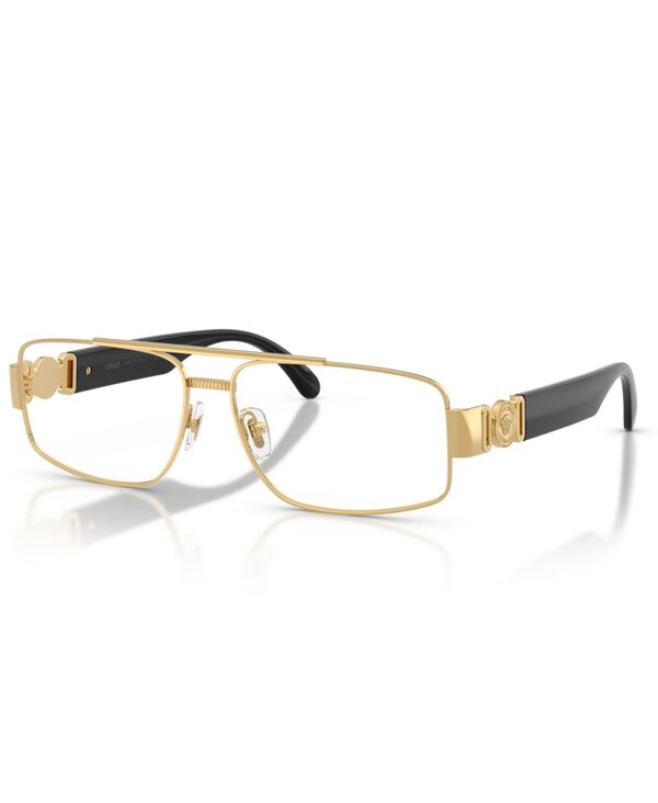 【貨物輸送無料】 ヴェルサーチ メンズ サングラス・アイウェア 佩び物 Men\u0027s Rectangle Eyeglasses VE1317 Gold