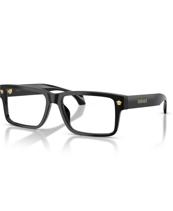 【貨物輸送無料】 ヴェルサーチ メンズ サングラス・アイウェア 付属物 Men\u0027s Rectangle Eyeglasses VE3391U Black