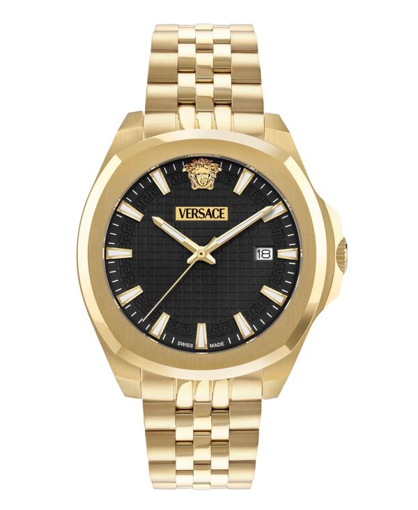 【送料無料】 ヴェルサーチ メンズ 腕時計 アクセサリー Men's Luxury IP Yellow Gold Stainless Steel Bracelet Watch 42mm Gold|ReVida 店