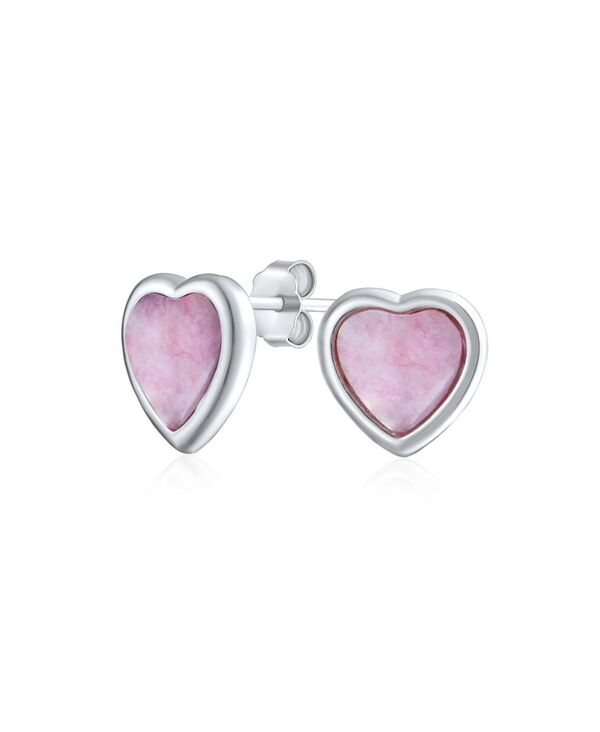【送料無料】 ブリング レディース ピアス・イヤリング アクセサリー Lovers Bezel Set Jade Heart Stud Earrings Sterling Gift Rose quartz