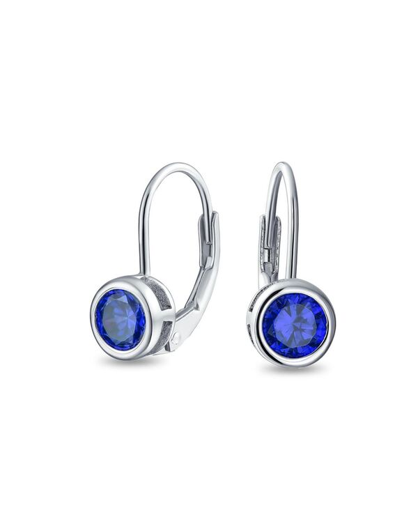 【送料無料】 ブリング レディース ピアス・イヤリング アクセサリー Dainty 0.50CTW Round Bezel Cubic Zirconia CZ Solitaire Dangle Drop Earrings Lever Back Rose Gold Plated .925 Sterling Silver Blue
