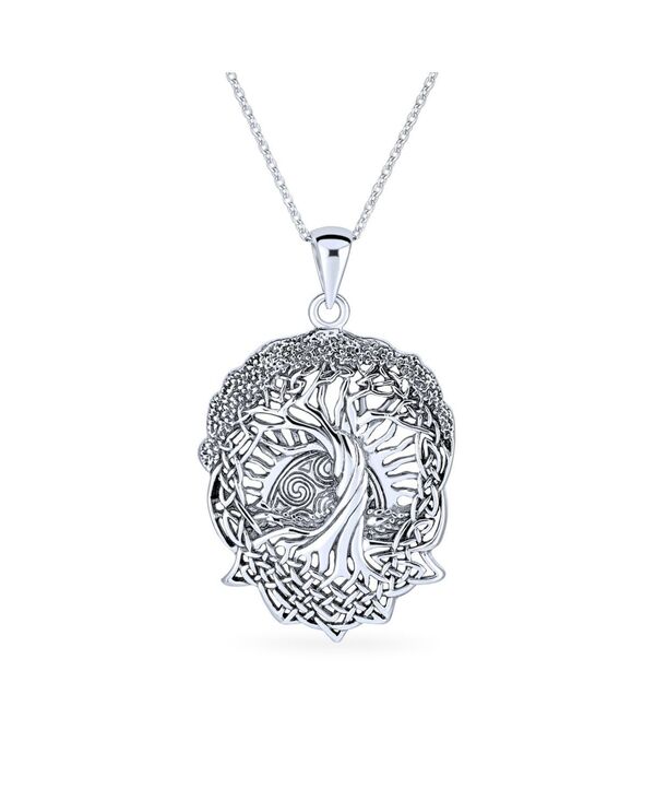 【送料無料】 ブリング レディース ネックレス・チョーカー・ペンダントトップ アクセサリー Large Rising Sun Celtic Knot Hope Tree Of Life Pendant Necklace Tree Roots Of Family Life Sterling Silver Silver d