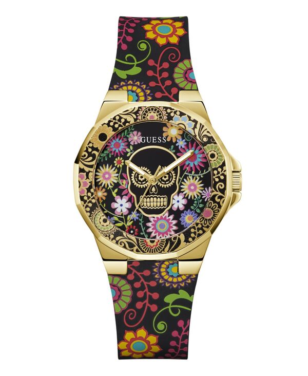 【送料無料】 ゲス レディース 腕時計 アクセサリー Women's Analog Black Silicone Watch 38mm Black