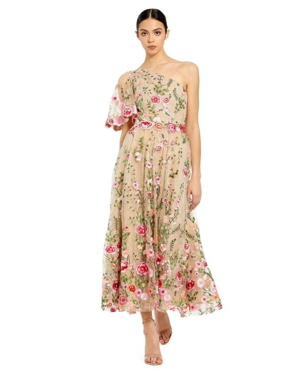 【送料無料】 マックダガル レディース ワンピース トップス Women's One Shoulder Lace Embroidered Dress Pink multi|ReVida 店