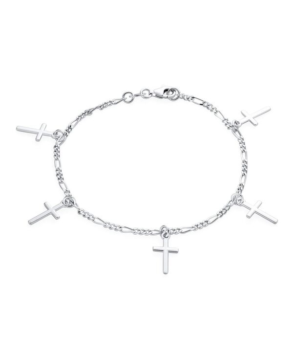 【送料無料】 ブリング レディース ブレスレット・バングル・アンクレット アクセサリー Religious Multi Charm Dangling Cross Bracelet .925 Sterling 7\