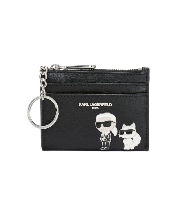 【送料無料】 カール ラガーフェルド レディース 財布 アクセサリー Key Ring Card Case Wallet Black Combo｜ReVida 店