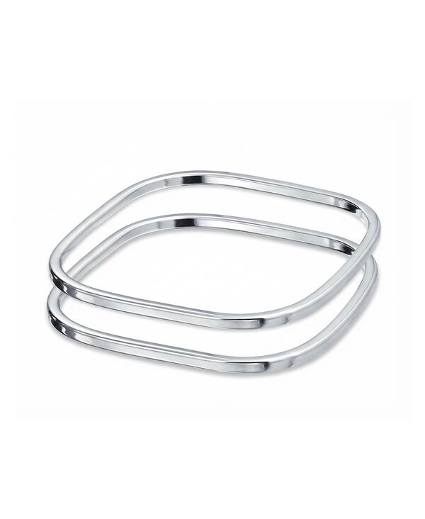 【送料無料】 ブリング レディース ブレスレット・バングル・アンクレット アクセサリー Plain Stackable Smooth Solid Square & Round Bangle Bracelet Sterling Silver
