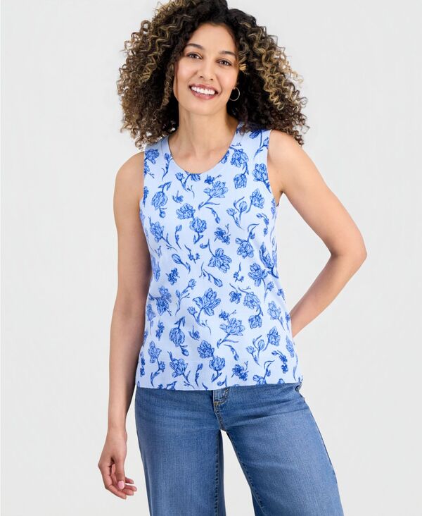 【送料無料】 スタイルアンドコー レディース ニット・セーター アウター Petite Poetic Floral Feminine Tank Sweater Cool Blue Combo｜ReVida 店