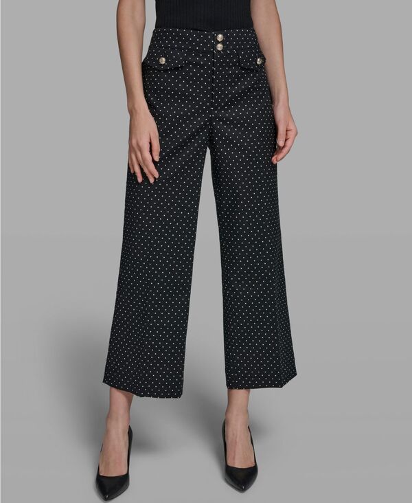 【送料無料】 カール ラガーフェルド レディース カジュアルパンツ ボトムス Petite Flap Pocket Ankle Pants Black/Bisque