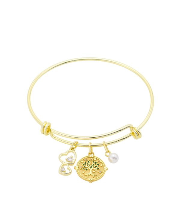 【送料無料】 アンリトゥン レディース ブレスレット・バングル・アンクレット アクセサリー Cubic Zirconia and Imitation Pearl Tree of Life Charm Bangle Bracelet Gold