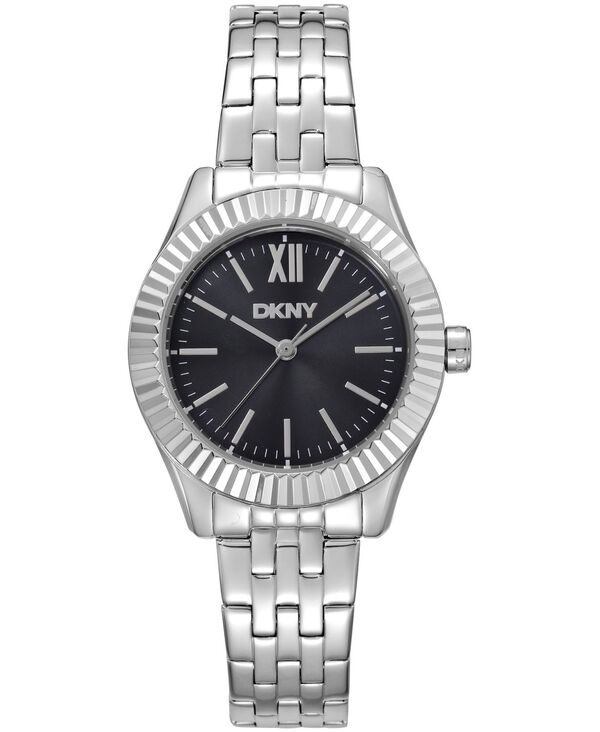 【送料無料】 ダナ キャラン ニューヨーク レディース 腕時計 アクセサリー Women's Black Dial Fluted Bezel Stainless Steel Bracelet Watch 30mm Black｜ReVida 店