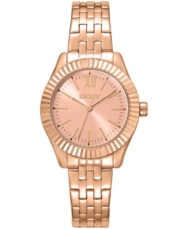 【送料無料】 ダナ キャラン ニューヨーク レディース 腕時計 アクセサリー Women's Rose Gold Dial Fluted Bezel Rose-Gold Tone Stainless Steel Bracelet Watch 30mm Rose Gold