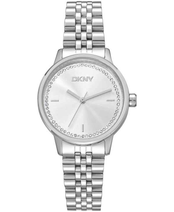 【送料無料】 ダナ キャラン ニューヨーク レディース 腕時計 アクセサリー Women's Silver Crystal Accented Dial Stainless Steel Bracelet Watch 30mm Silver｜ReVida 店