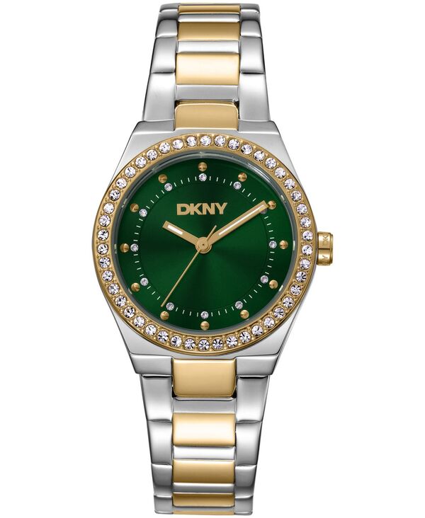 【送料無料】 ダナ キャラン ニューヨーク レディース 腕時計 アクセサリー Women's Green Dial Crystal Dial Markers Crystal Bezel Two-Tone Gold Stainless Steel Bracelet Watch 30mm Dark Green｜ReVida 店