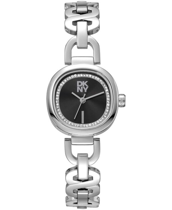 【送料無料】 ダナ キャラン ニューヨーク レディース 腕時計 アクセサリー Women's Black Crystal Accented Dial Stainless Steel Open Link Bracelet Watch 24mm Black