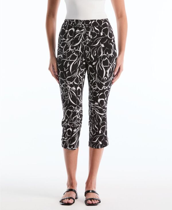 【送料無料】 ラファエラ レディース カジュアルパンツ ボトムス Petite Hibiscus Print Capri Pants with Riveted Vent White