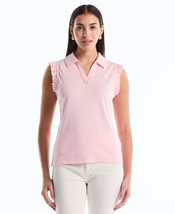 【送料無料】 ラファエラ レディース ポロシャツ トップス Petite Ruffle Sleeveless Polo Shirt Almond Blossom