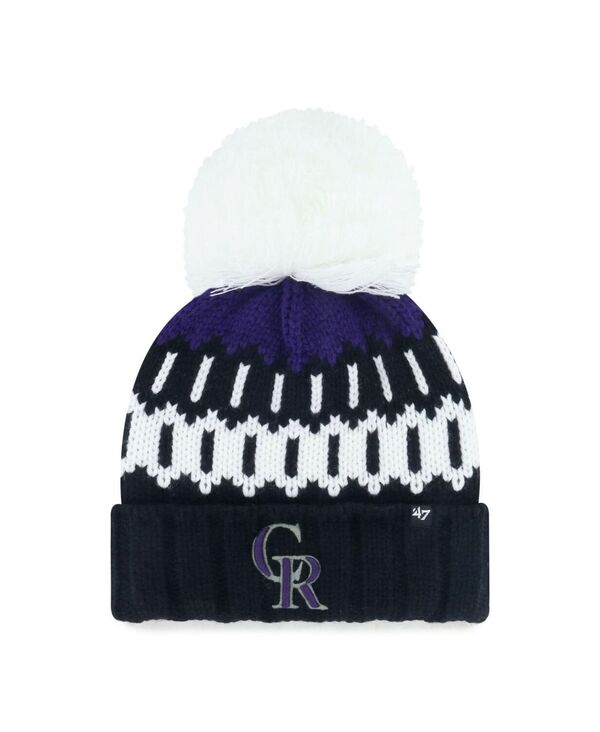 【送料無料】 47ブランド レディース 帽子 アクセサリー Women's Black Colorado Rockies Felicity Cuffed Knit Hat with Pom Black