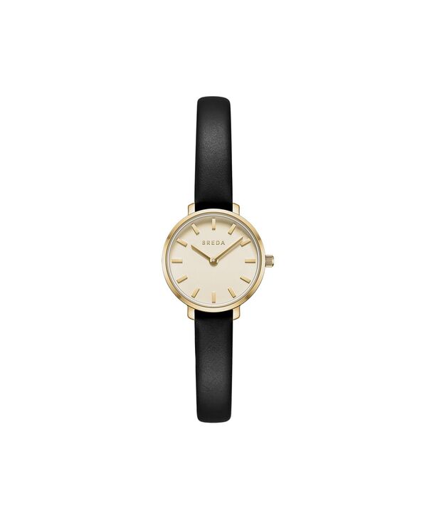【送料無料】 ブレダ レディース 腕時計 アクセサリー Beverly 1730m Gold and Black Leather Band Watch 25mm Black