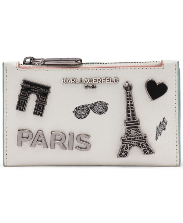 【貨物輸送無料】 長い巻き毛 ラガーフェルド レディース 紙入れ 付属品 Mini Bifold Wallet Winter White