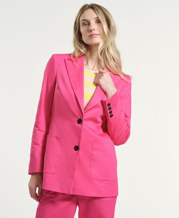 【送料無料】 イザックミズラヒ レディース ジャケット・ブルゾン ブレザー アウター Women's Lapel Collar Blazer Fuchsia|ReVida 店