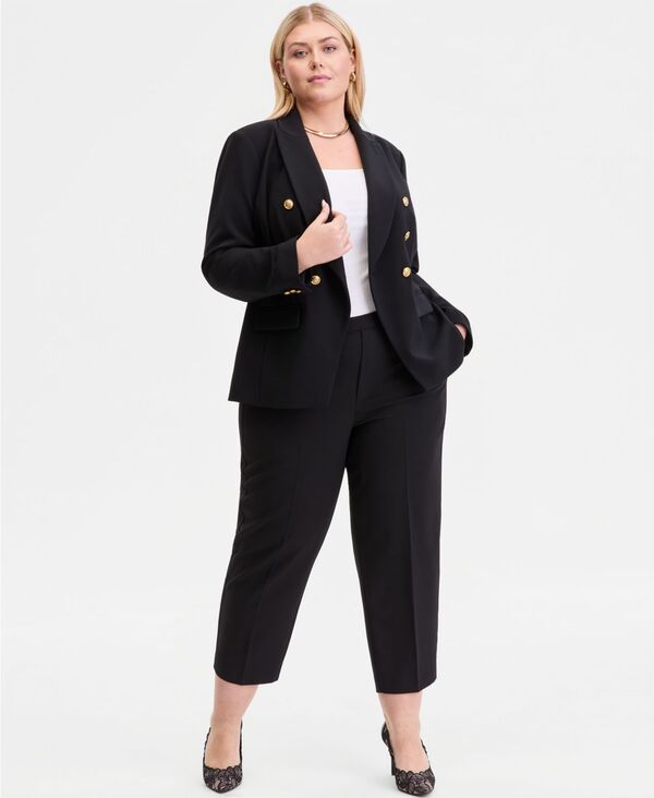【送料無料】 アイ.エヌ.シー インターナショナル コンセプト レディース カジュアルパンツ ボトムス Plus Size High Rise Pull-On Cropped Pants Deep Black｜ReVida 店