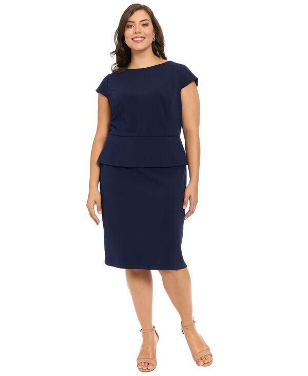 【送料無料】 ロンドンタイムス レディース ワンピース トップス Plus Size Short-Sleeve Sheath Dress Navy