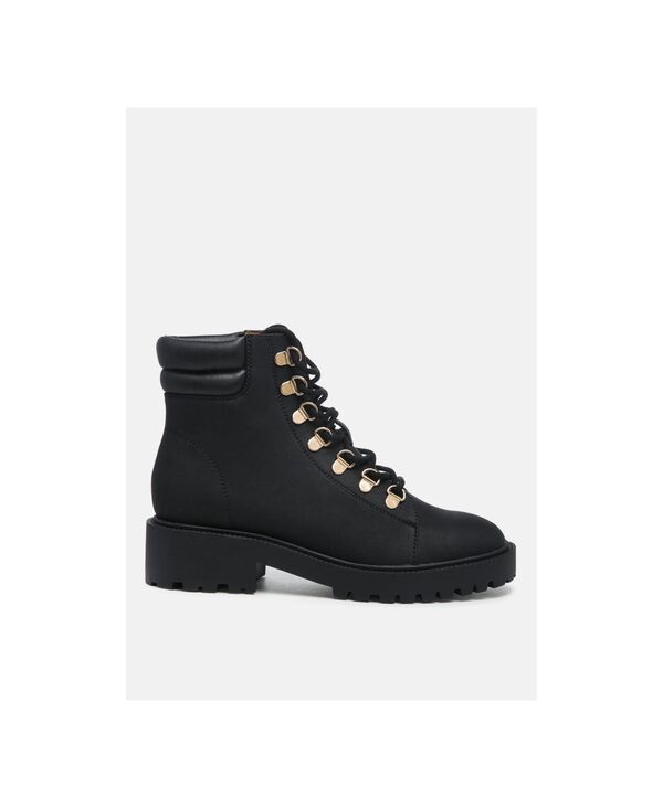 ロンドンラグ レディース シューズ ブーツ・レインブーツ レース レザー London Rag Womenshirly soft leather lace-up boots Black ブラック｜ReVida 店