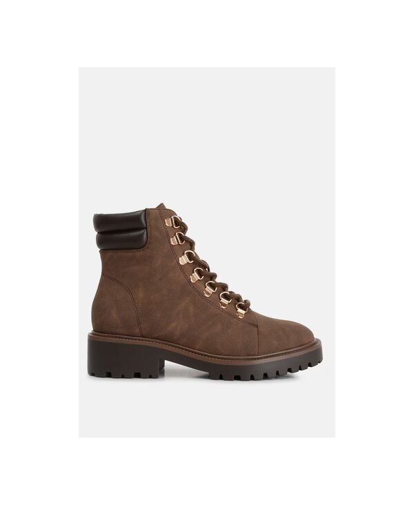 ロンドンラグ レディース シューズ ブーツ・レインブーツ レース レザー London Rag Womenshirly soft leather lace-up boots Brown ブラウン｜ReVida 店