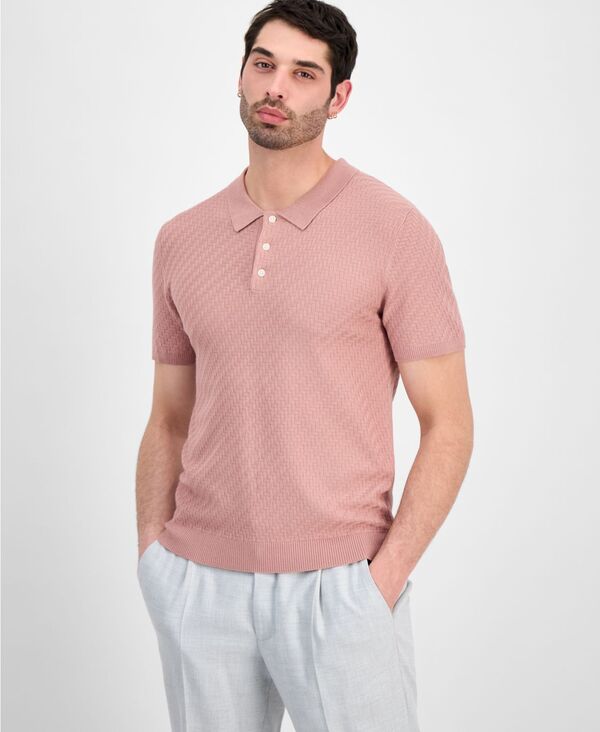 アルファニ メンズ アウター ニット・セーター ポロシャツ 半袖 Alfani Men's Basketweave Short-Sleeve Polo Sweater Macy's Exclusive Waimea